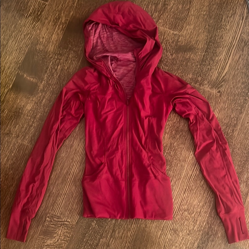 Red Hooded Zip-Up Jacket
